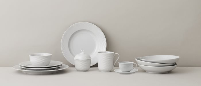 hvid rhombe stel fra Lyngby porcelæn