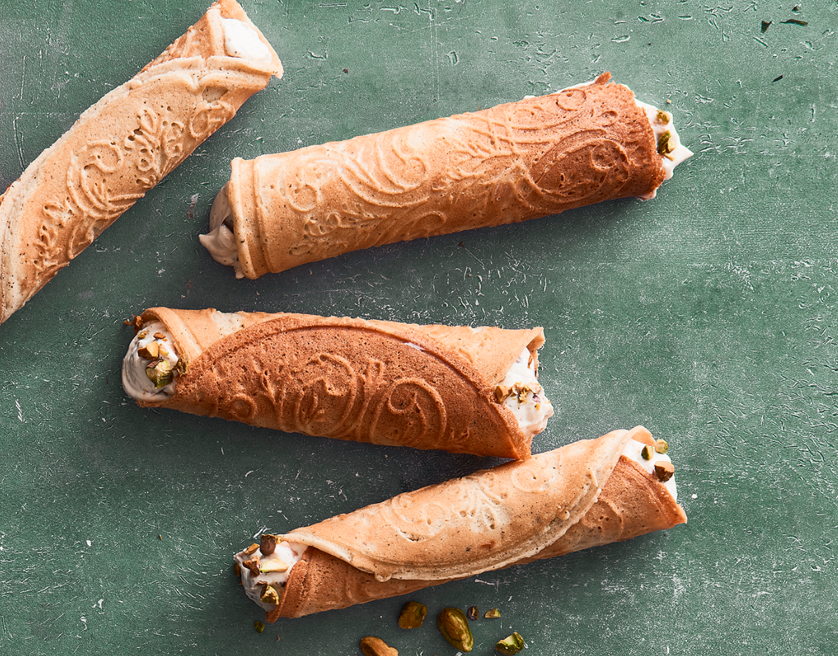 Lækre krumkager med fyld af ricotta, chokolade og syltet appelsin
