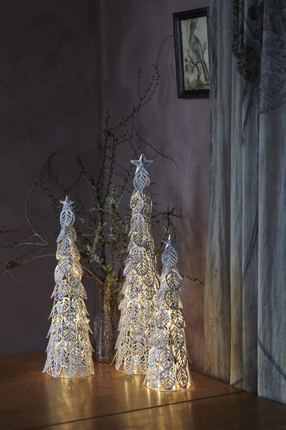 Sirius - Kirstine LED Juletræ - H 53,5 cm - 20 lys - Sølv |