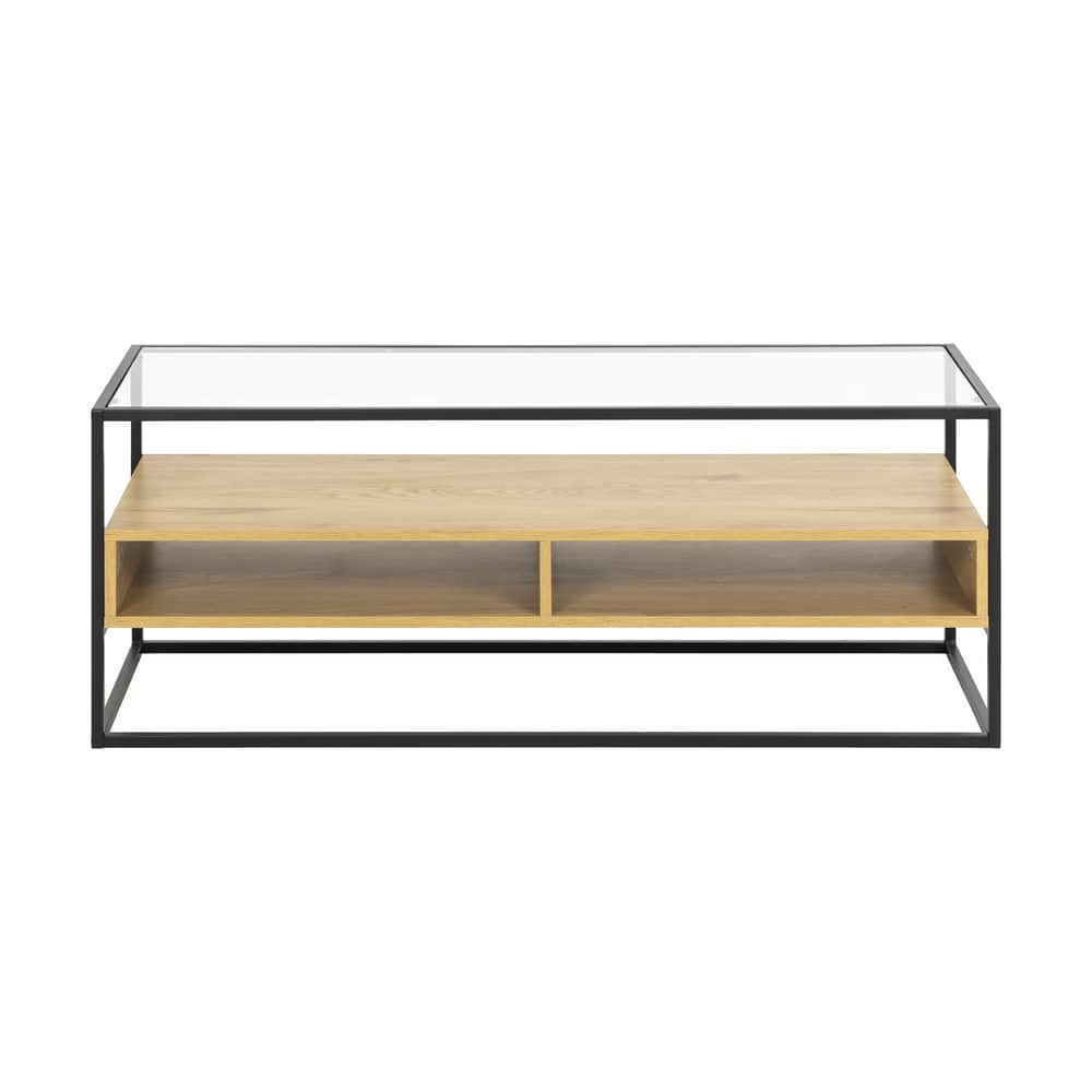 Randolf TV-bord, brun/sort/klar, large