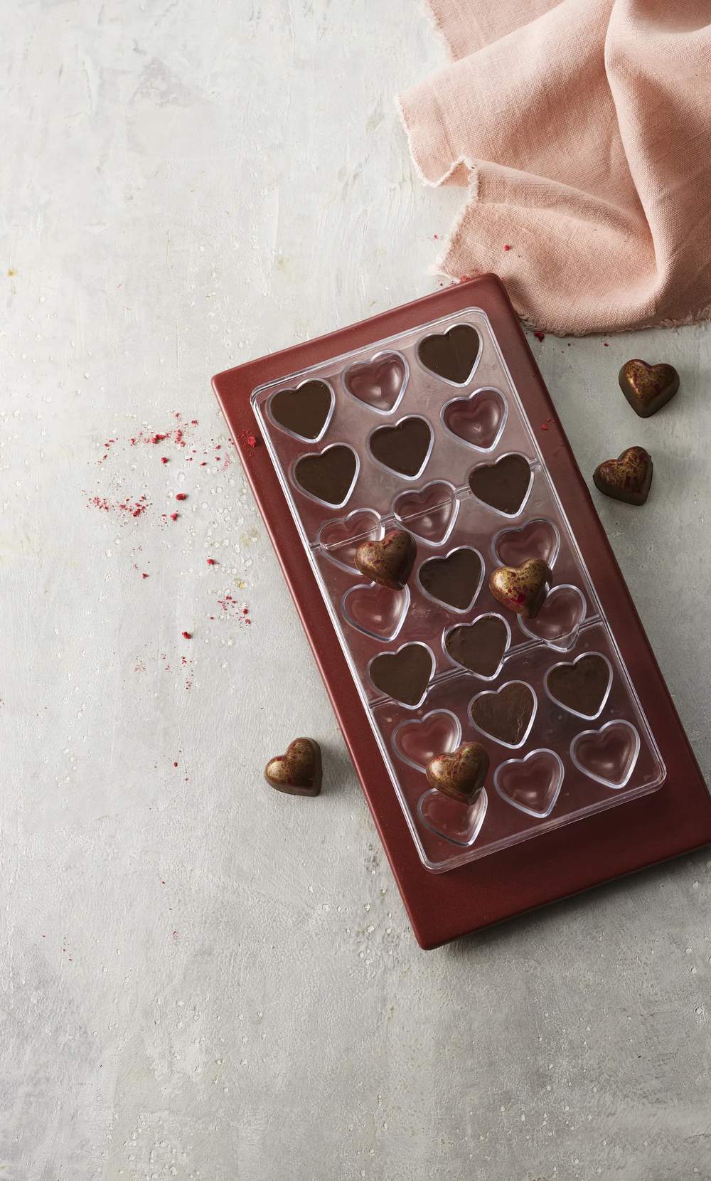 Chokoladeform - Hjerter, klar, large