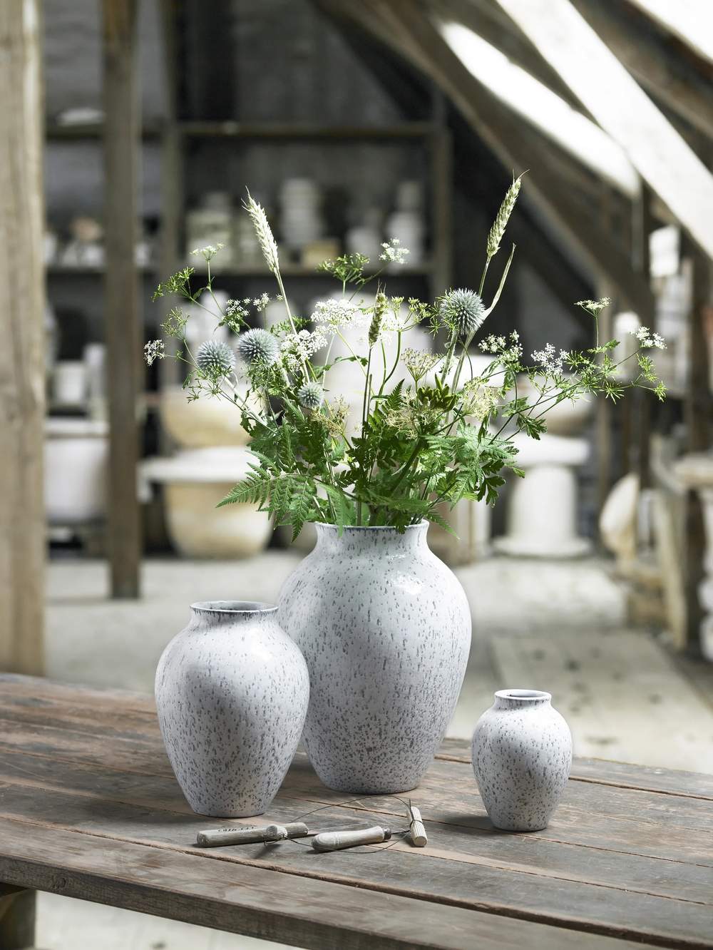 Knabstrup Keramik - Vase - 27 cm - Keramik - Hvid/grå | Imerco