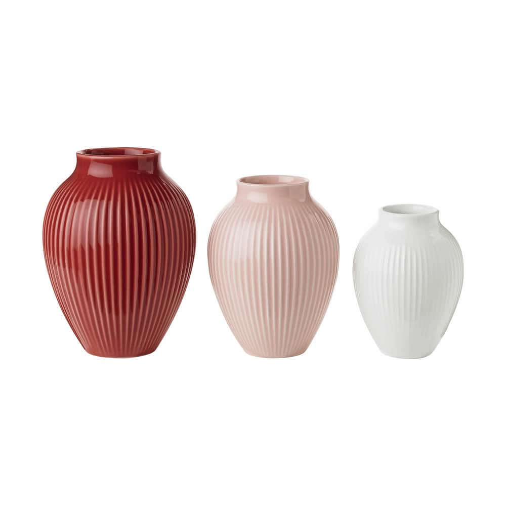 Keramik - Riller Vase - 3 stk. - 11/9,5/8 cm - Keramik - Bordeaux, rosa, hvid | Imerco