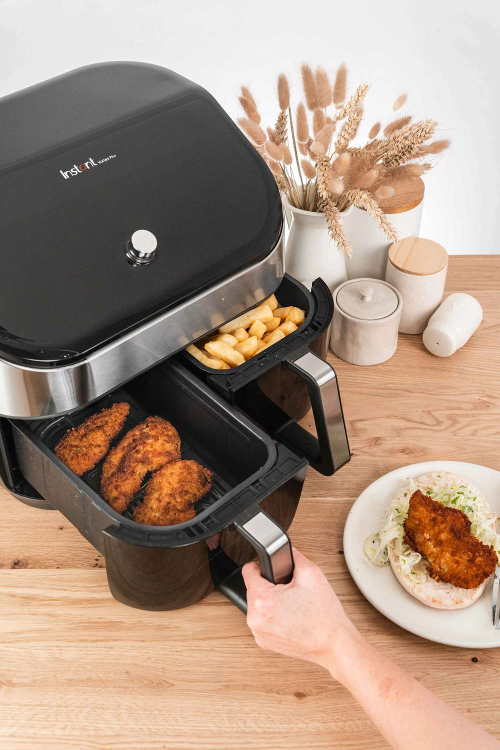 Vortex+ Dual Airfryer, sort/ rustfrit stål, large