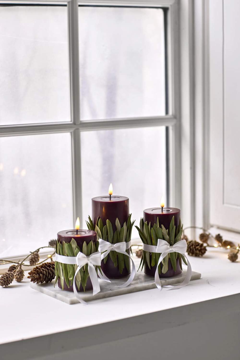 Real Flame LED Bloklys, mørk bourgogne, large