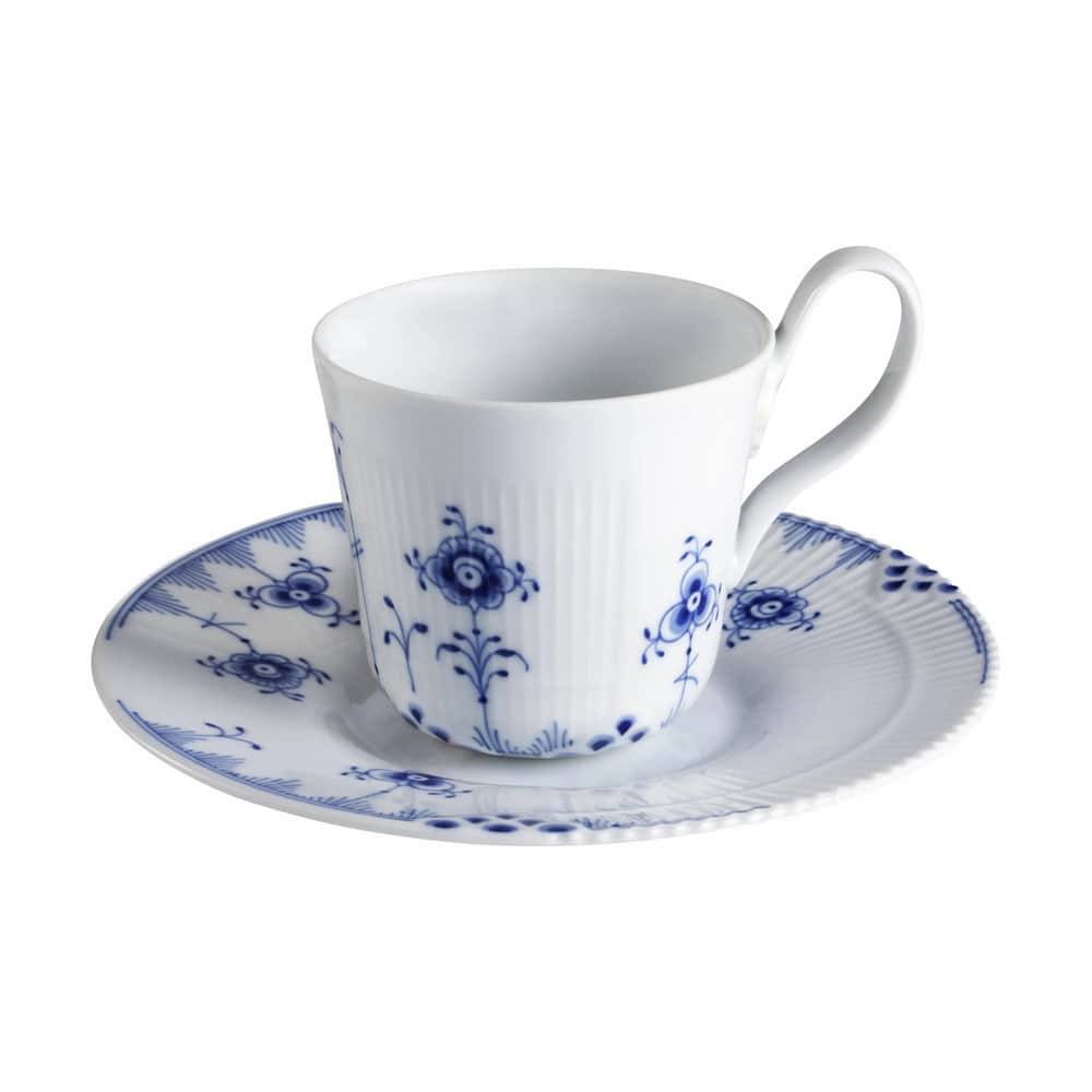 Royal Copenhagen Blå Kaffekop m. underkop - 25 cl - Porcelæn - Koboltblå/hvid | Imerco