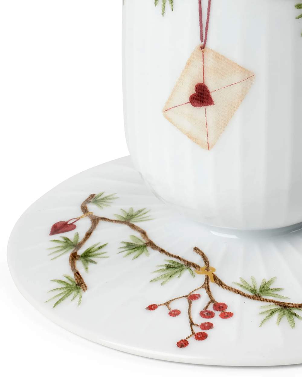 Kähler Vaso Natalizio Hammershøi H10,5 Cm, In Ceramica Fatta A Mano, Con Decorazione Ad Acquerello, Bianco, Design Danese
