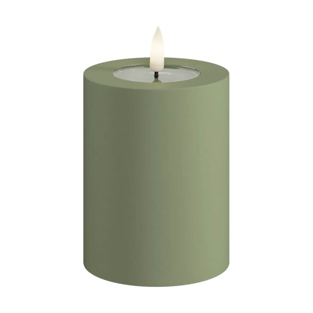 Real Flame LED Udendørs Bloklys, støvet grøn, large