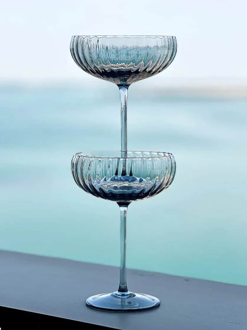 Lyon Champagneglas, blå, large