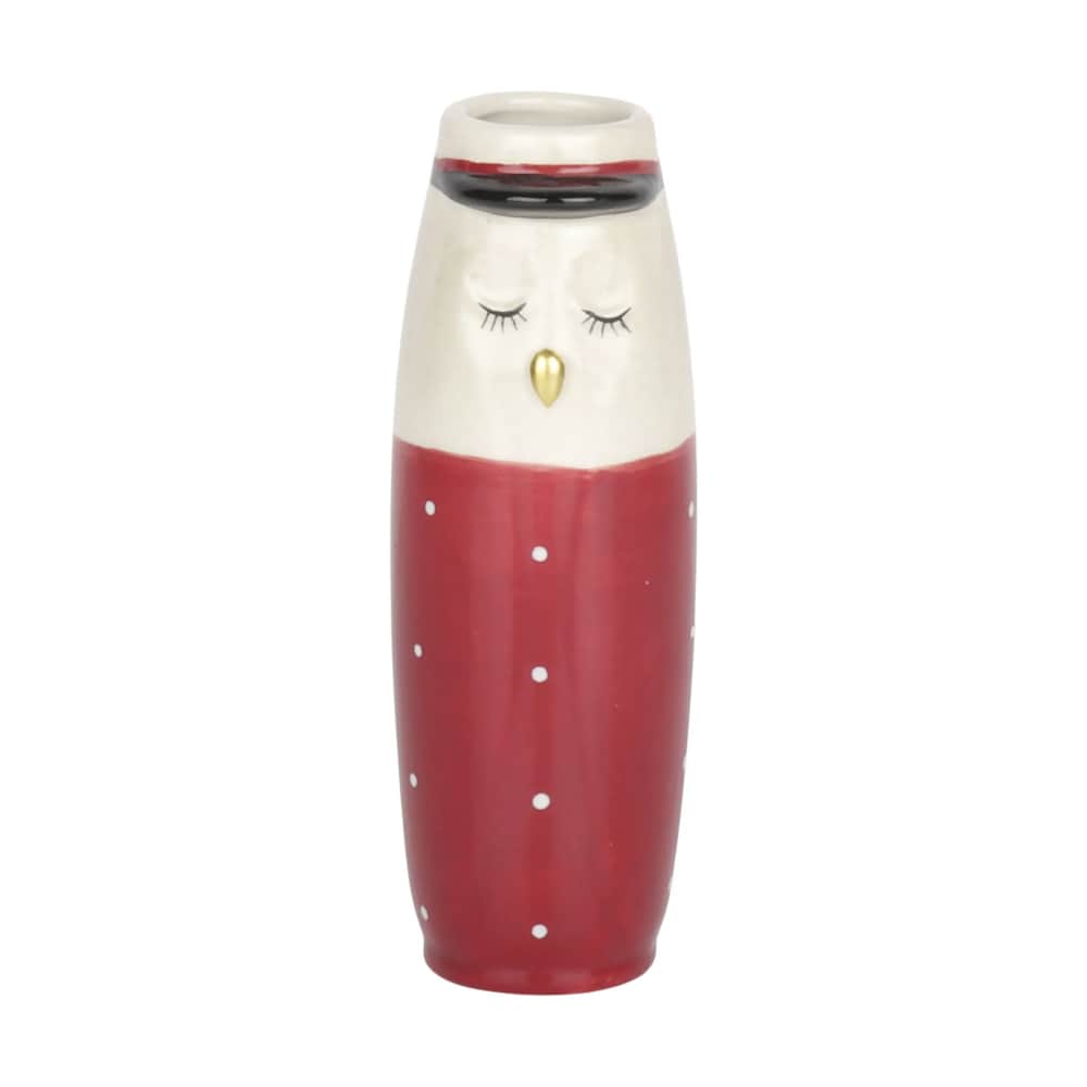 Vase Ugle m. hue, rød, large