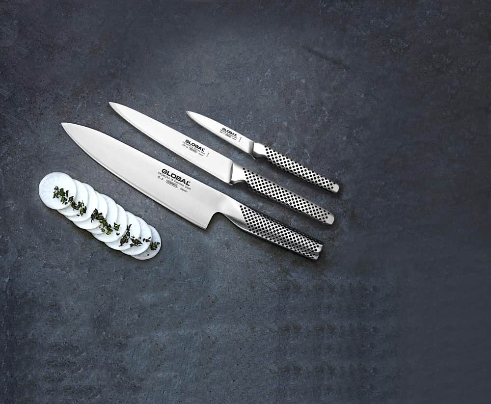 Global - G-551524 Knivsæt - 3 dele - L 8/15/18 - Inkl. kokkekniv, og universalkniv | Imerco