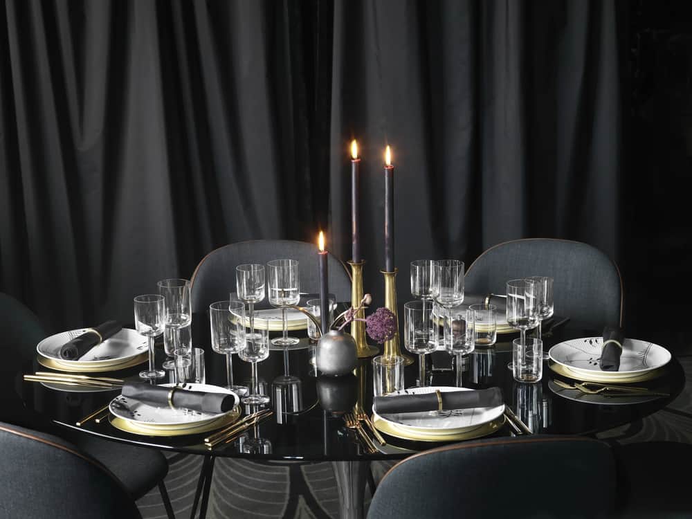 Royal Copenhagen middagstallerkener Sort Mega Riflet Middagstallerken