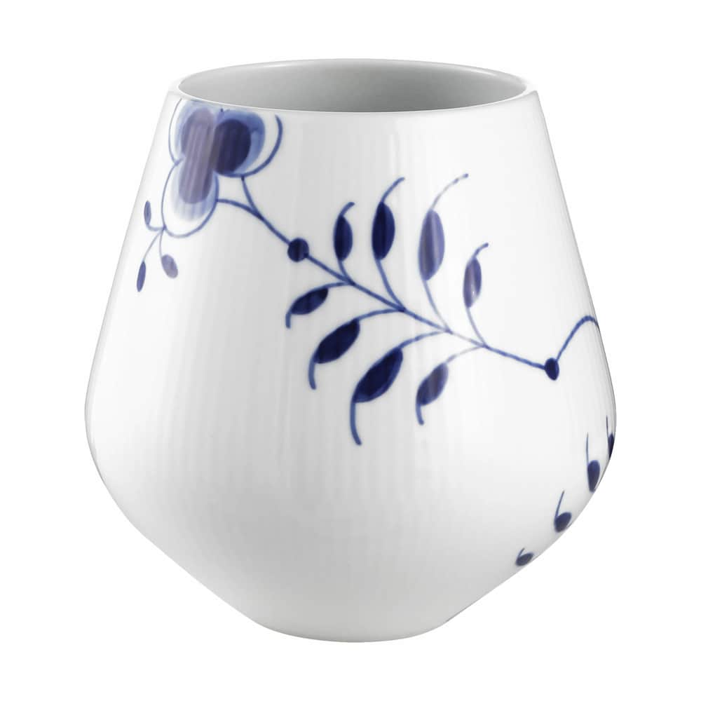 Royal Copenhagen - Blå Mega Riflet Vase - H 15 - Porcelæn - Koboltblå/hvid | Imerco