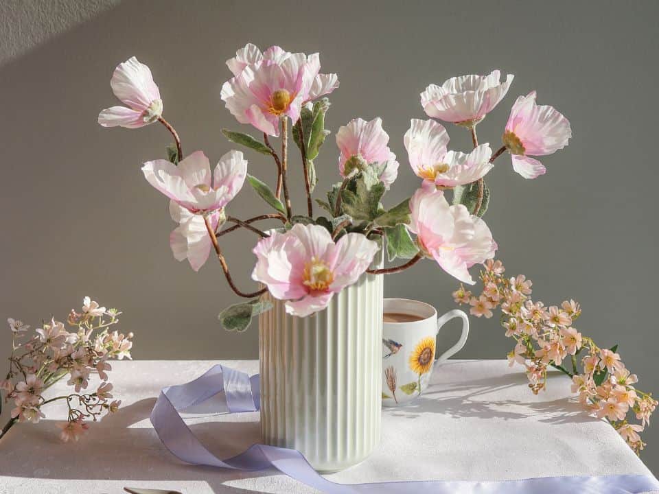 kunstige valmuer i Lyngby vase 