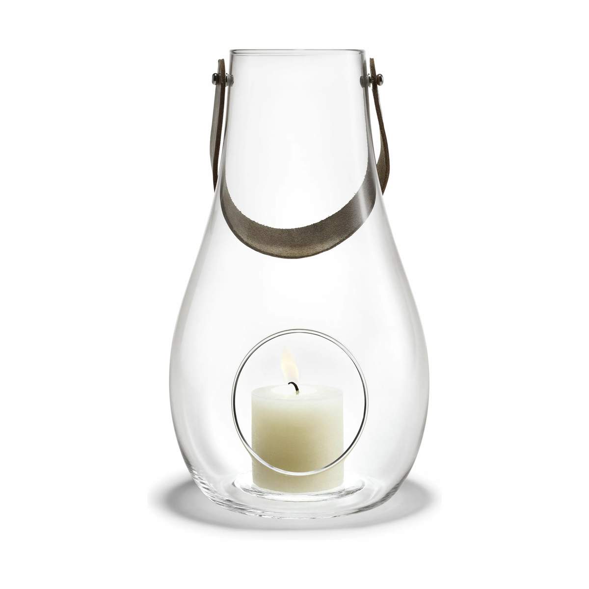 Holmegaard - Design Light Lanterne - H cm - Mundblæst glas/læder Klar |