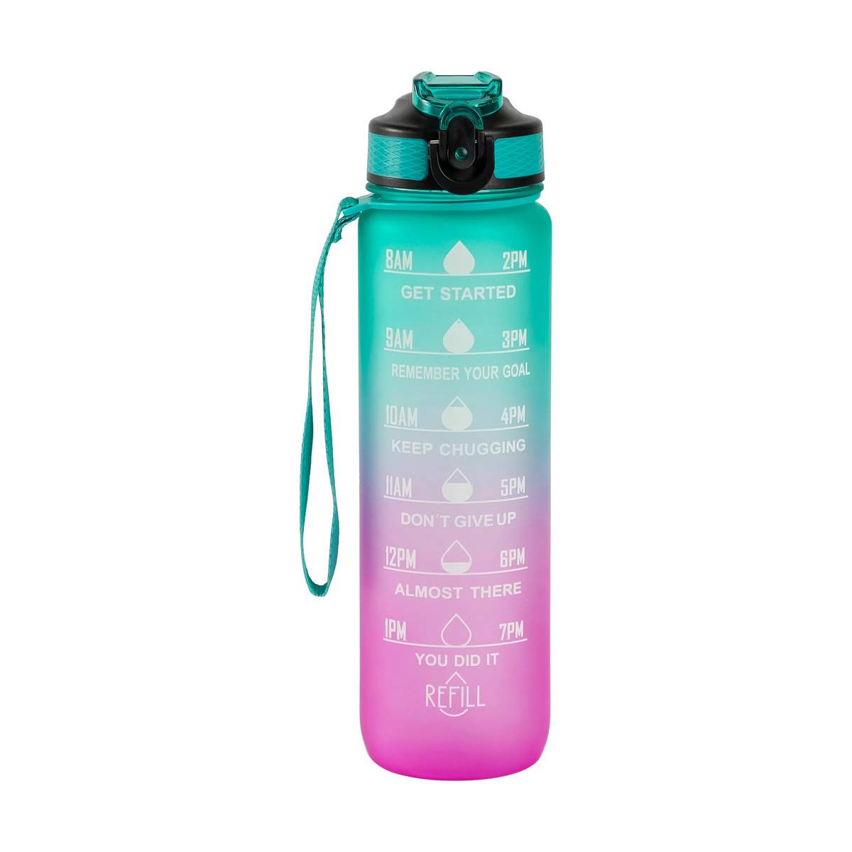 Motivational Bottle, pink/grøn, large