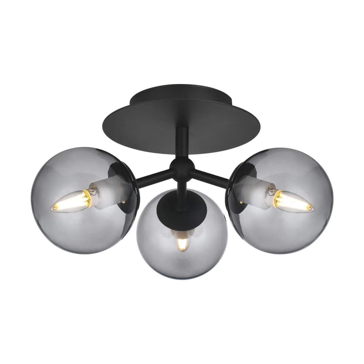 Halo Design - Atom Loftslampe - H 16 x B 26 x L 25 cm - Metal/glas Sort/smoke | Imerco