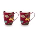 PIP Studio Krus og kopper med hank Blooming Tales Krus - 2 stk. i Rød, 365 ml, 1