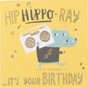 CASA Living Kort Kort - Hip hippo-ray it's your birthday i blå;brun;gul, 1