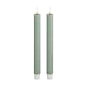 Deluxe Homeart LED-lys Real Flame LED Kronelys - 2 stk. i Salvie grøn, 24 cm, 1