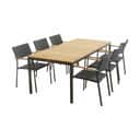 Mandalay Havemøbelsæt Toscana & Siena Havemøbelsæt - 7 dele i Antracit /Teak, Bord (L 197 cm) med 6 stole, 1