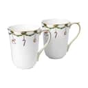 Royal Copenhagen Krus og kopper med hank Stjerne Riflet Jul Krus - 2 stk. i Grøn/hvid/rød, 33 cl, 1