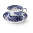 Spode Krus og kopper med hank Blue Italian Blue Italien Jumbokop m. underkop i blå/hvid, 1