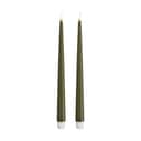 Deluxe Homeart LED-lys Real Flame LED Kertelys - 2 stk. i Olivengrøn, 28 cm, 1