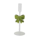 Casa Christmas Kronelysestage Lysestage i klar/med grøn sløjfe, 23 cm, 1