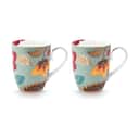 PIP Studio Krus og kopper med hank Blooming Tales Krus - 2 stk. i Blue, 365 ml, 1