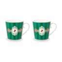 PIP Studio Krus og kopper med hank Love Birds Krus - 2 stk. i Green/striber, 300 ml, 1