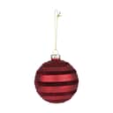 Casa Christmas Julekugler Julekugle i Mat rød/velour stribe, 1