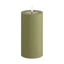 Deluxe Homeart LED-lys Real Flame LED Udendørs Bloklys i Oliven Grøn, H15 x Ø7,5 cm, 1
