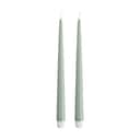 Deluxe Homeart LED-lys Real Flame LED Kertelys m. lak - 2 stk. i Salvie grøn, 28 cm, 1