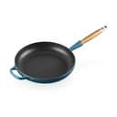 Le Creuset Stegepander Stegepande m. træhåndtag i Deep teal blue, 1