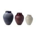 Knabstrup Keramik Vaser Riller Vase - 3 stk. i ripple berry, sand, dark blue, 1