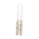 CASA Living Kronelys Snoede Stagelys - 2 stk. i Hvid/brun, 25 cm, 1