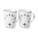 Royal Copenhagen Krus og kopper med hank Musselmalet Riflet Krus - 2 stk. i Hvid/koboltblå, 1