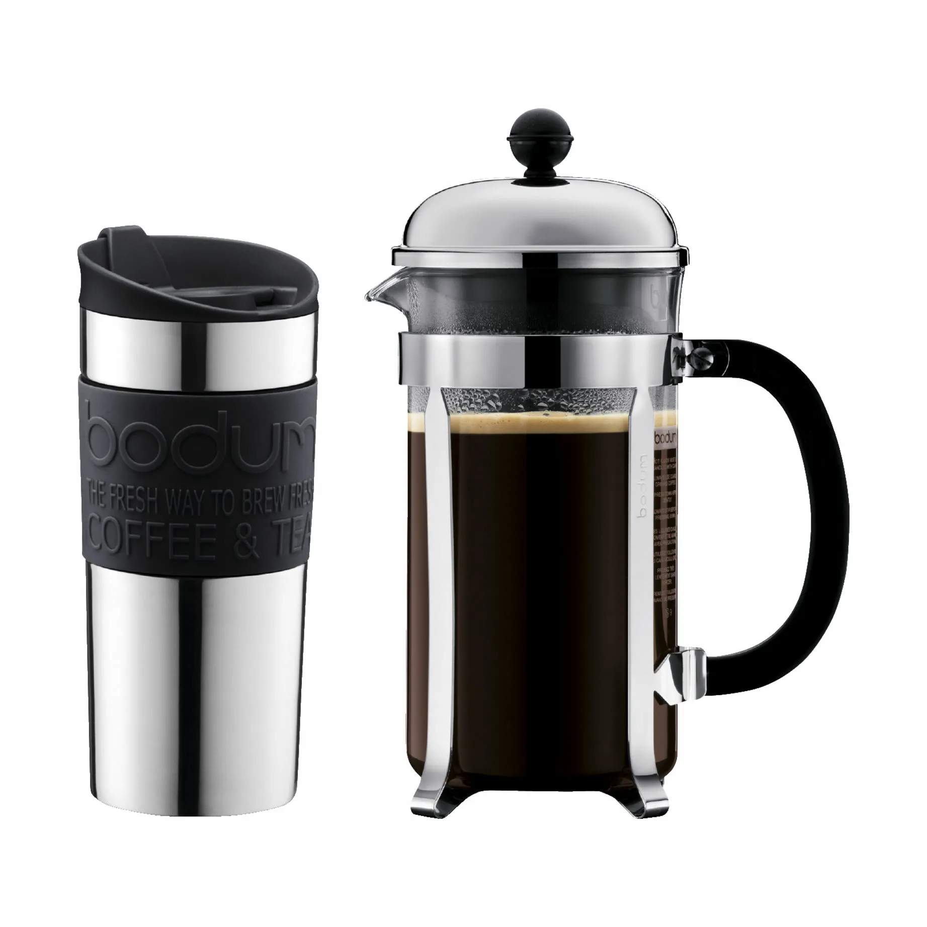 Bodum - Kaffesæt - 2 dele - Stempelkande: 8 kopper/1 - Termokrus: 35 cl. | Imerco