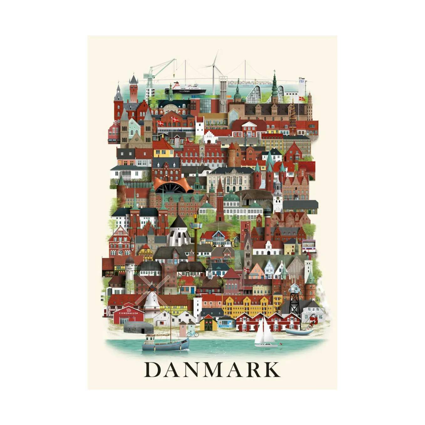 Martin Schwartz - Plakat Danmark - B 30 H 42 cm Scandi ivory papir - Flerfarvet |