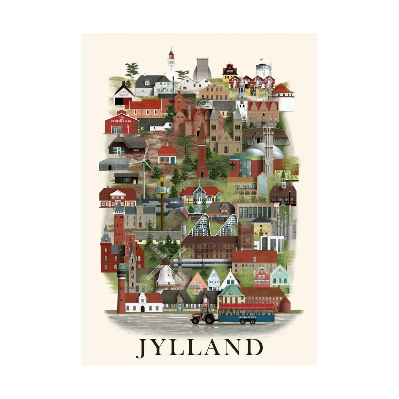 Martin - Plakat Jylland - 30 x H cm - ivory papir - Flerfarvet | Imerco