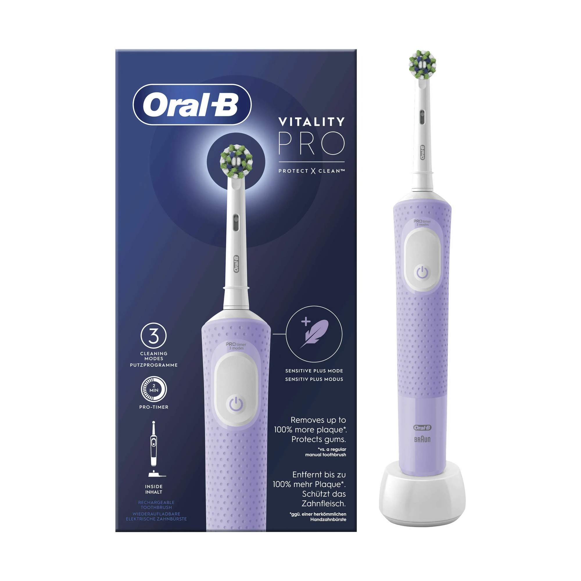 Oral-B - Vitality Elektrisk Tandbørste - Med 3 børsteindstillinger Lilla | Imerco