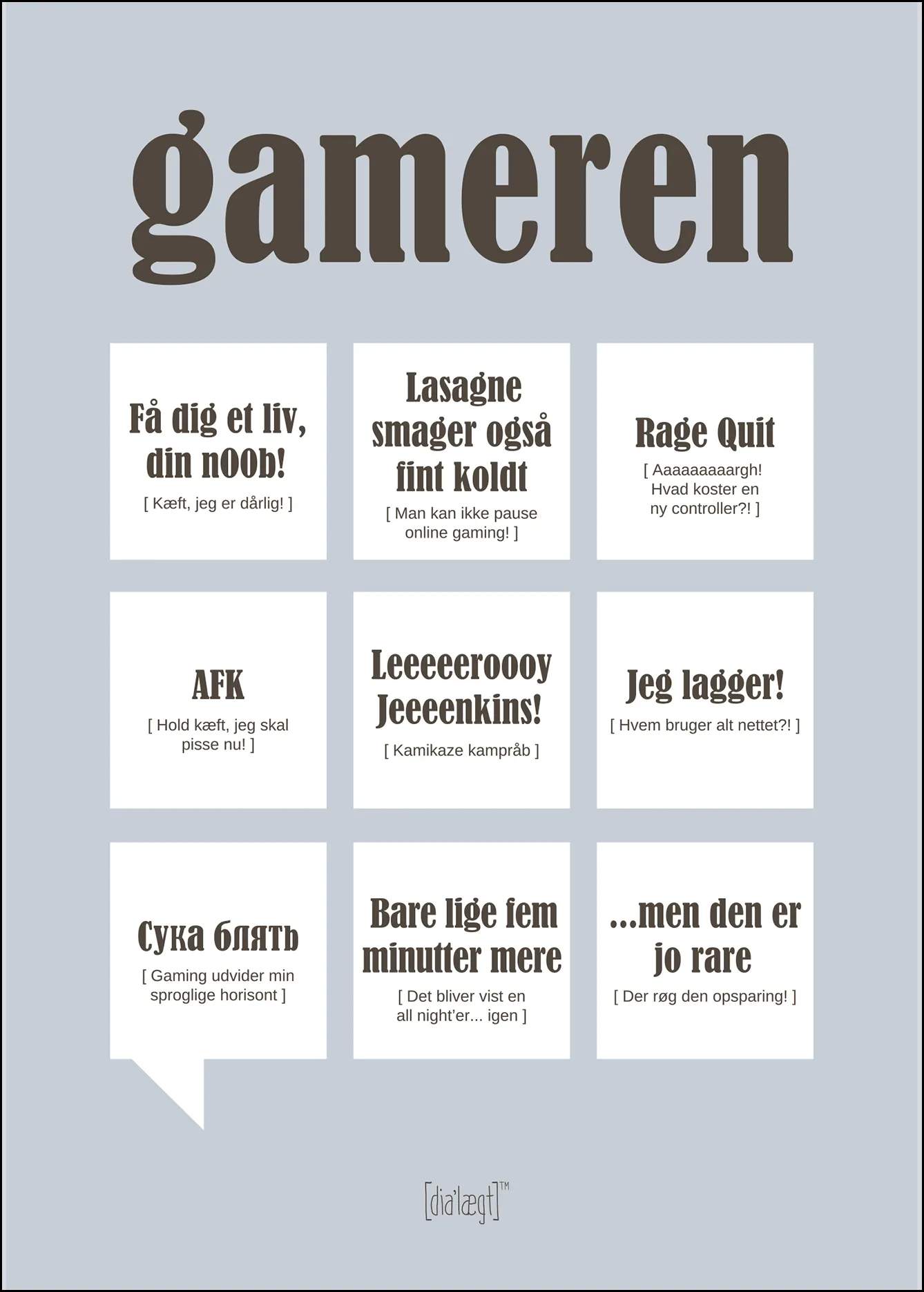 Dialægt - Plakat - Gameren - H 21 x B 15 - Papir - Lysegrå/hvid Imerco