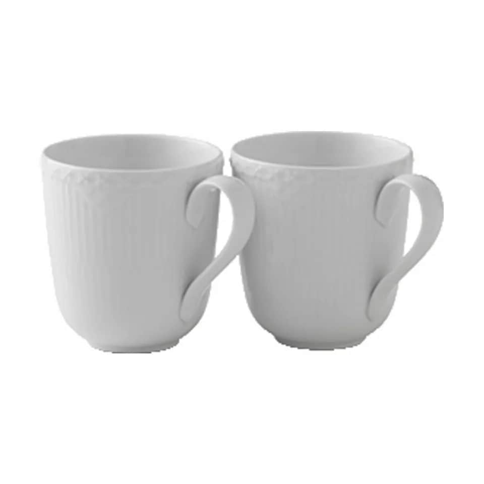 Royal Copenhagen med hank Hvid Halvblonde Krus - 2 stk.