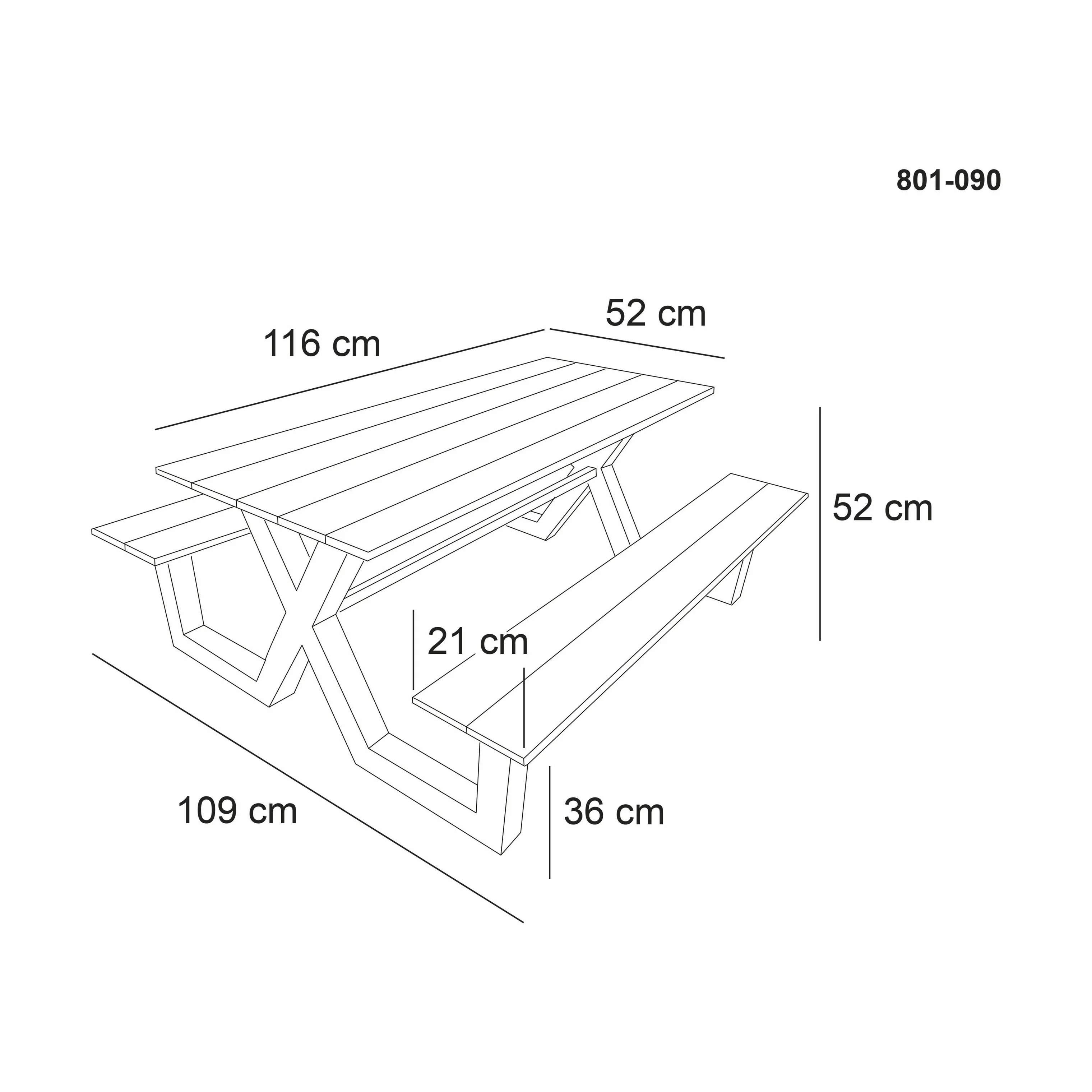 HORTUS Havemøbelsæt A-model Bord-/bænksæt i sort, 3