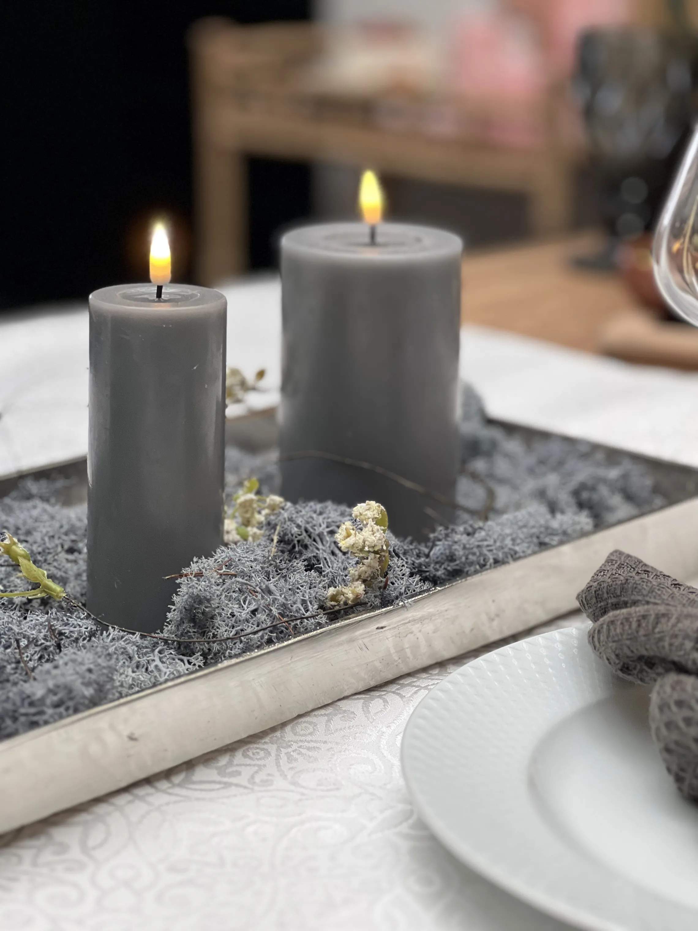 Deluxe Homeart LED-lys Real Flame LED Bloklys i Grå, 10 cm, 2