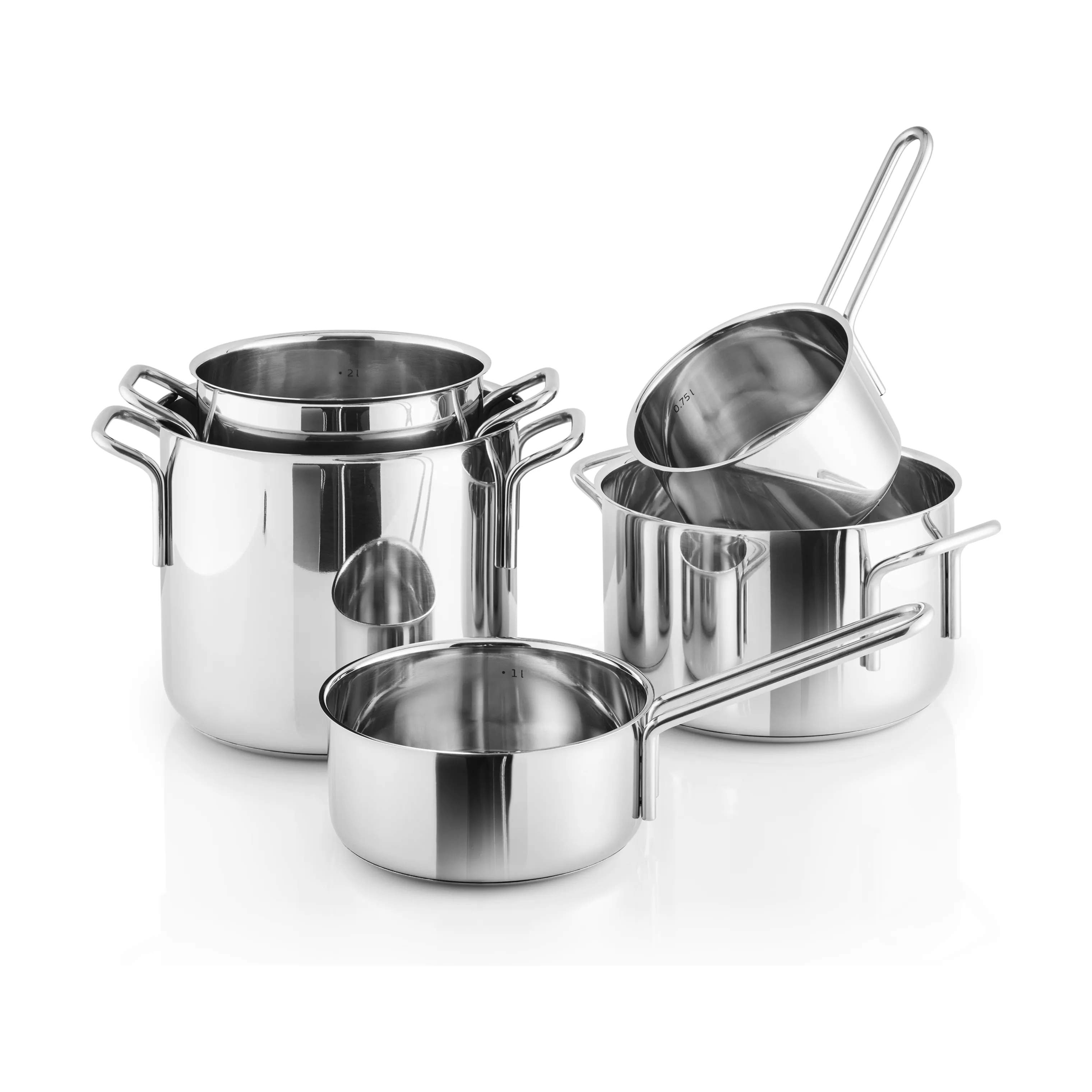 Eva Trio Grydesæt Stainless Steel Grydesæt - 5 dele i Polished steel, 1