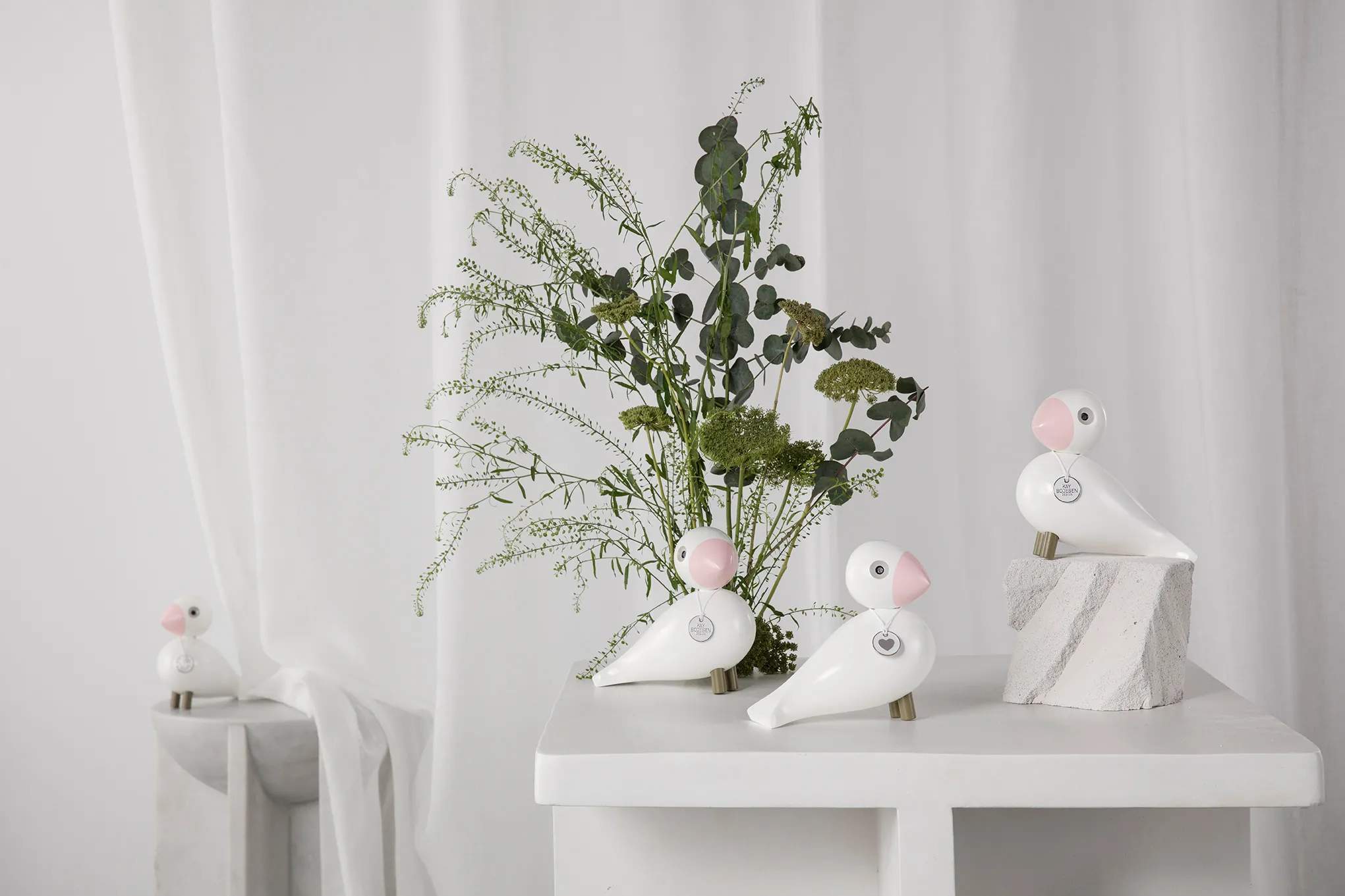Kay Bojesen Dyrefigurer Birds Sangfugl Love i Hvid/Rosa, 2
