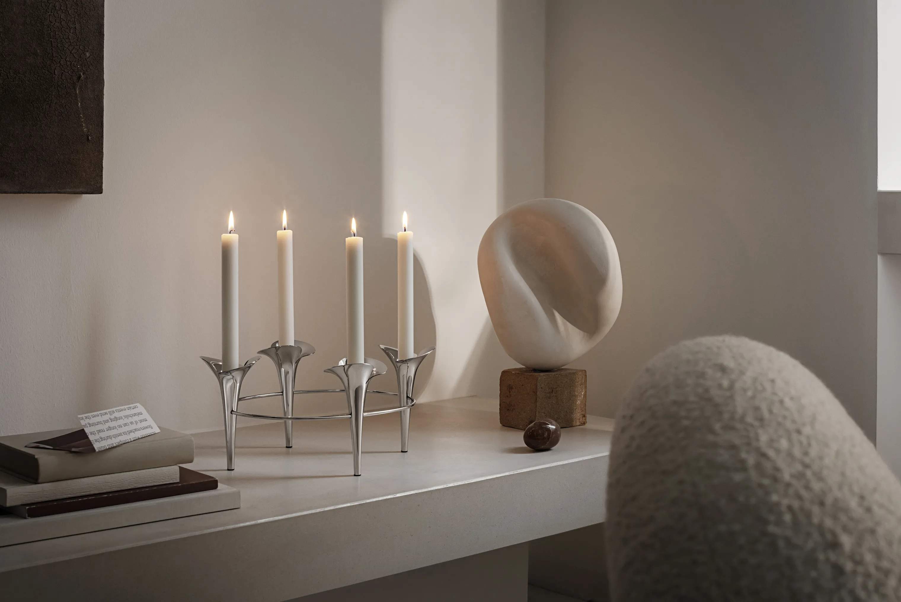 Georg Jensen Kronelysestage Bloom Lysestage i Sølvfarvet, 2