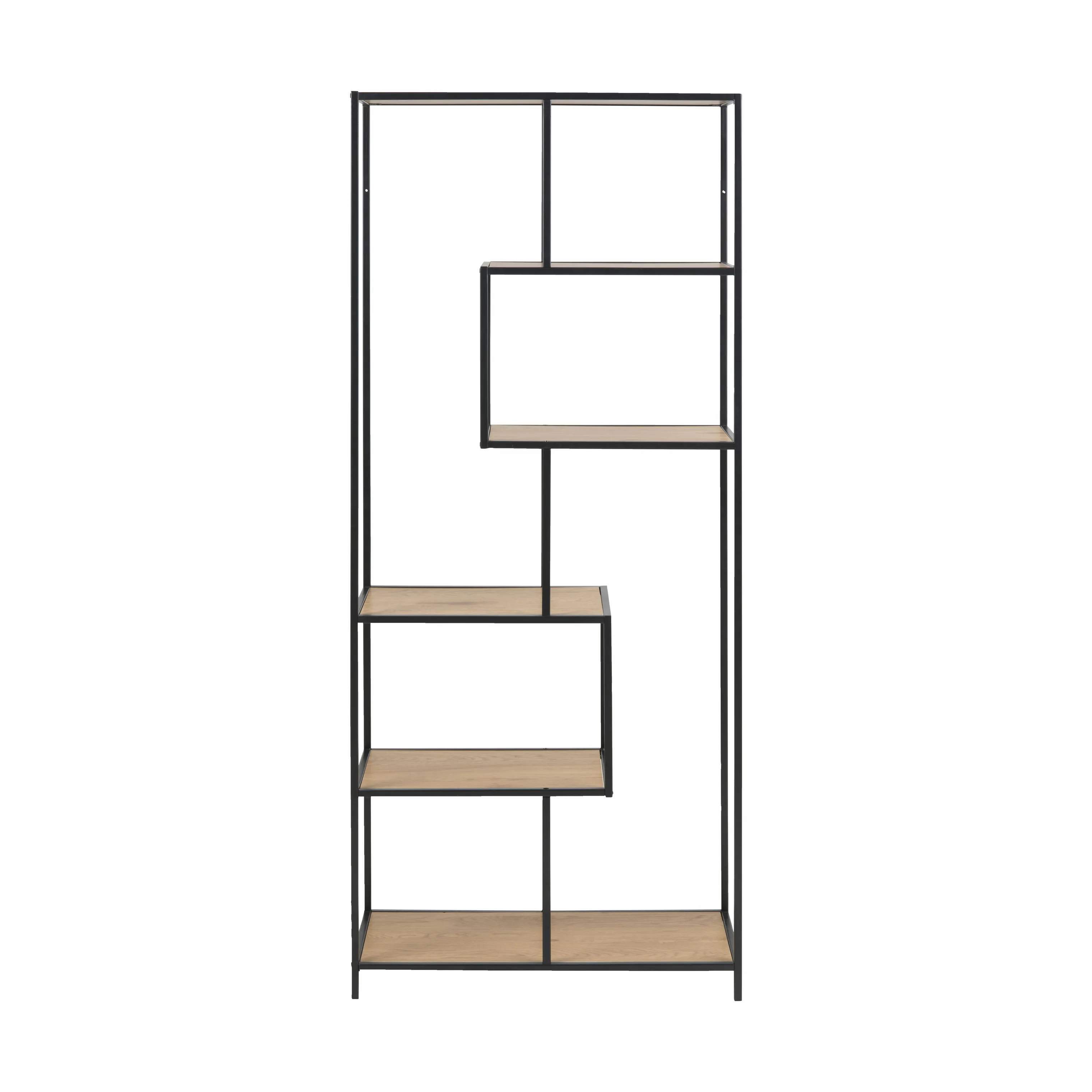 CASA Living Reoler og tilbehør Seaford Reol i Lys eg/sort, 77 cm, 4